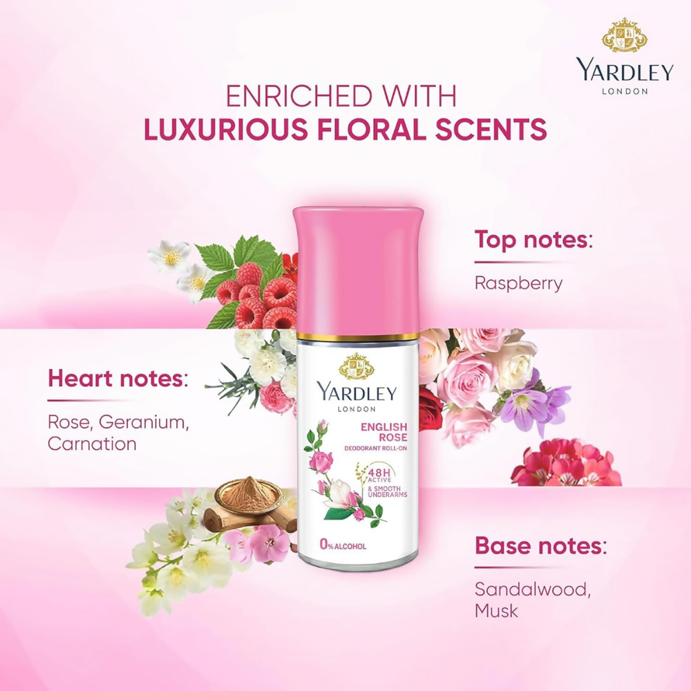 Yardley London English Rose Anti Perspirant Deodorant Roll On for Women