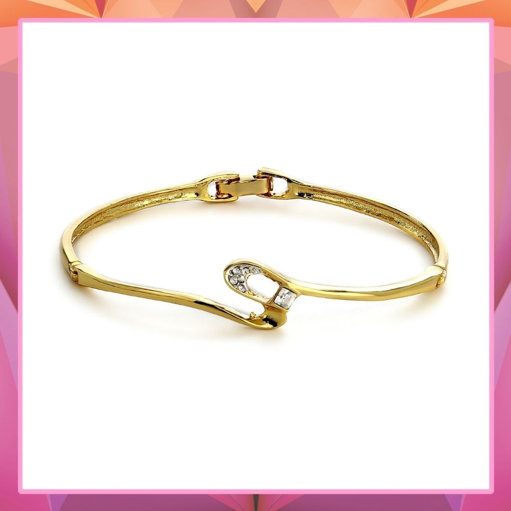 Gold Plated Crystal Stone Womens Bangle Bracelet