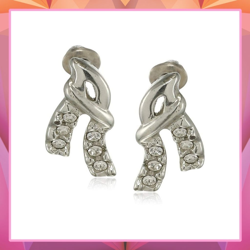 Estele Silver Plated Mistletoe Stud Earrings