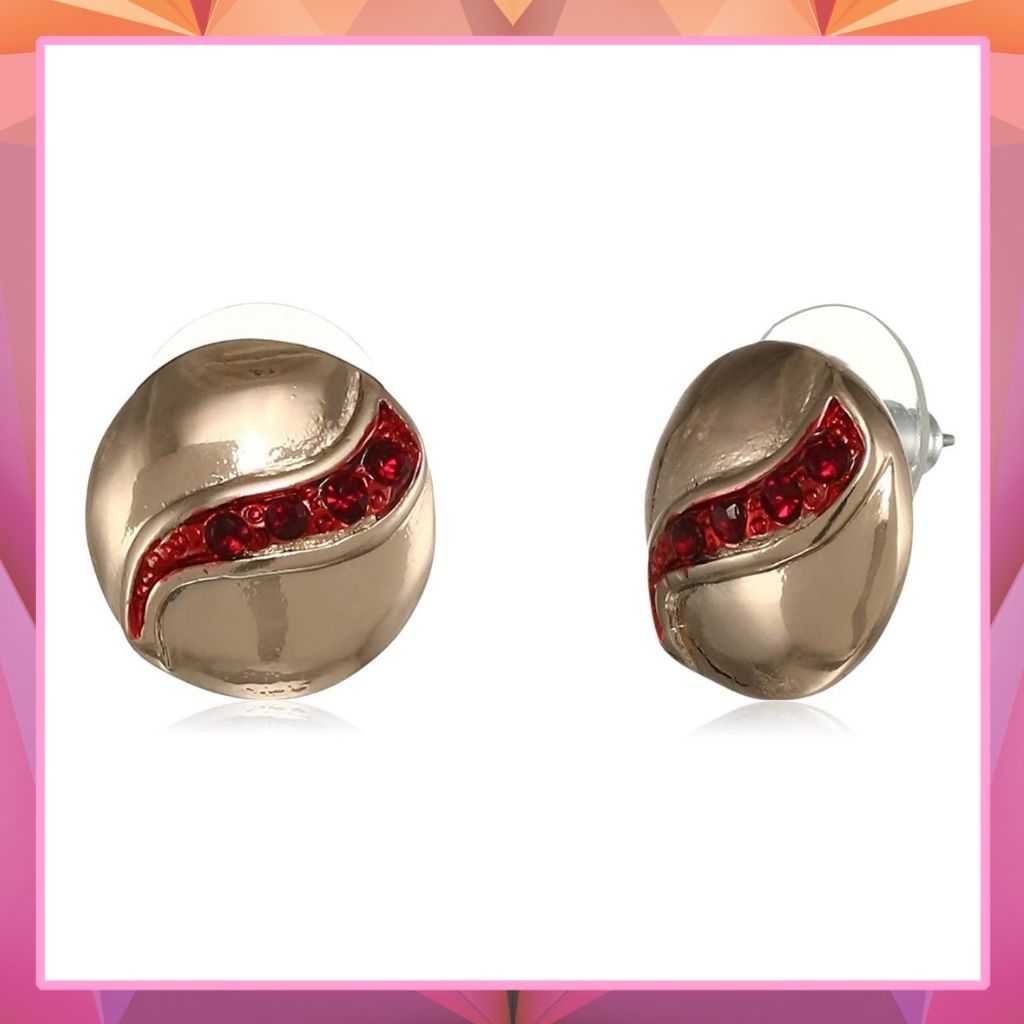 Estele Gold colour and red colour round latest studs for women