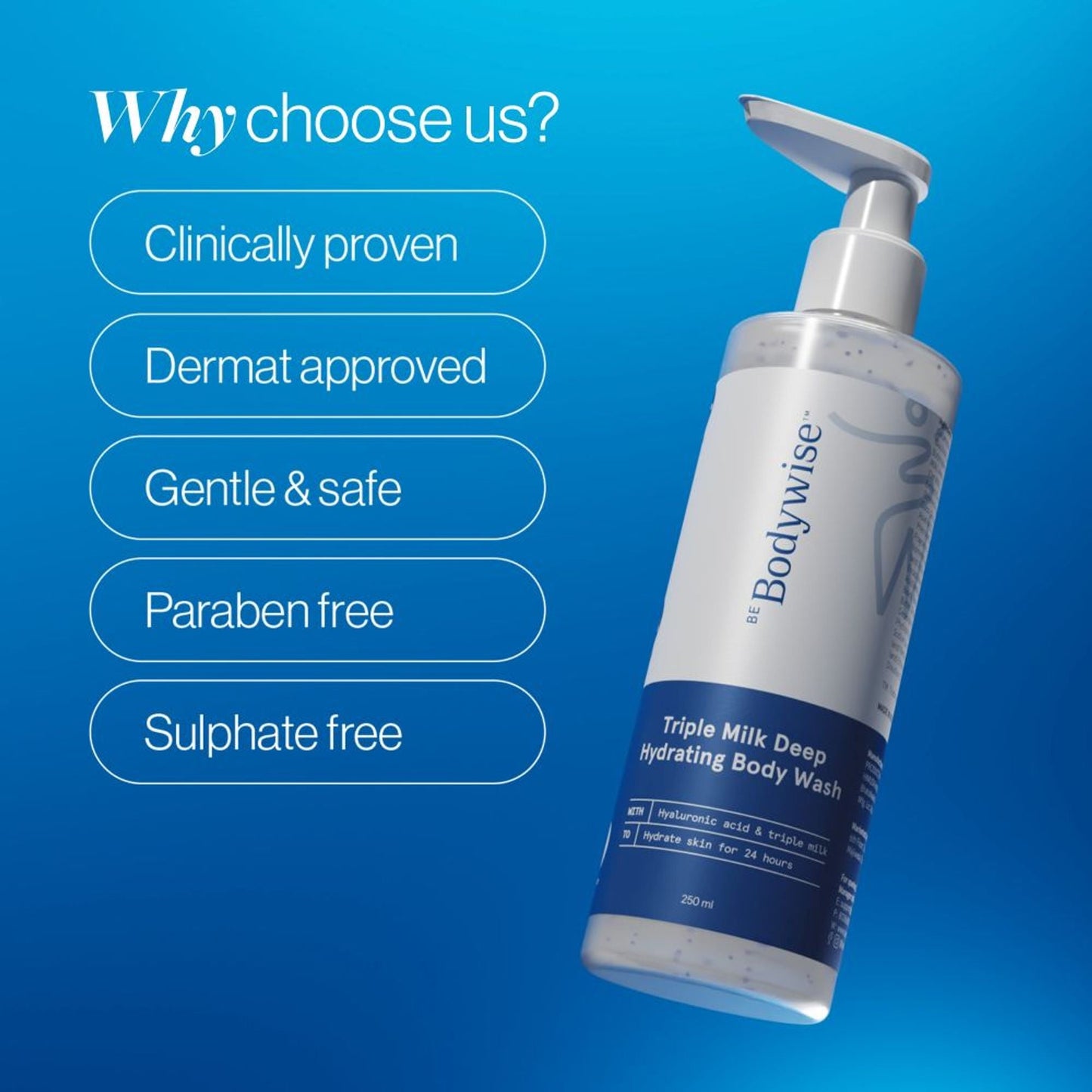 BeBodywise Triple Milk Deep Hydrating Body Wash - For Dry & Dehydrated Skin