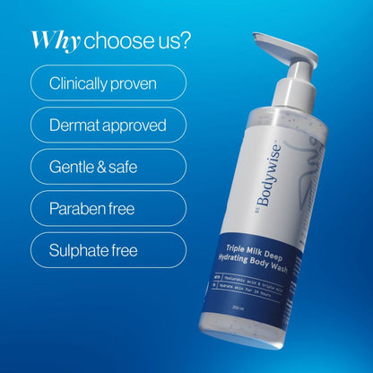 BeBodywise Triple Milk Deep Hydrating Body Wash - For Dry & Dehydrated Skin