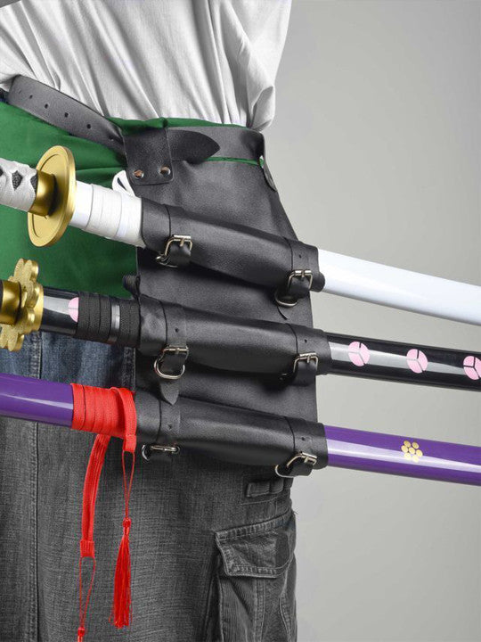Triple Katana Holder Leather Belt | Samurai katana Waist Holster | Adjustable Cosplay Accessory