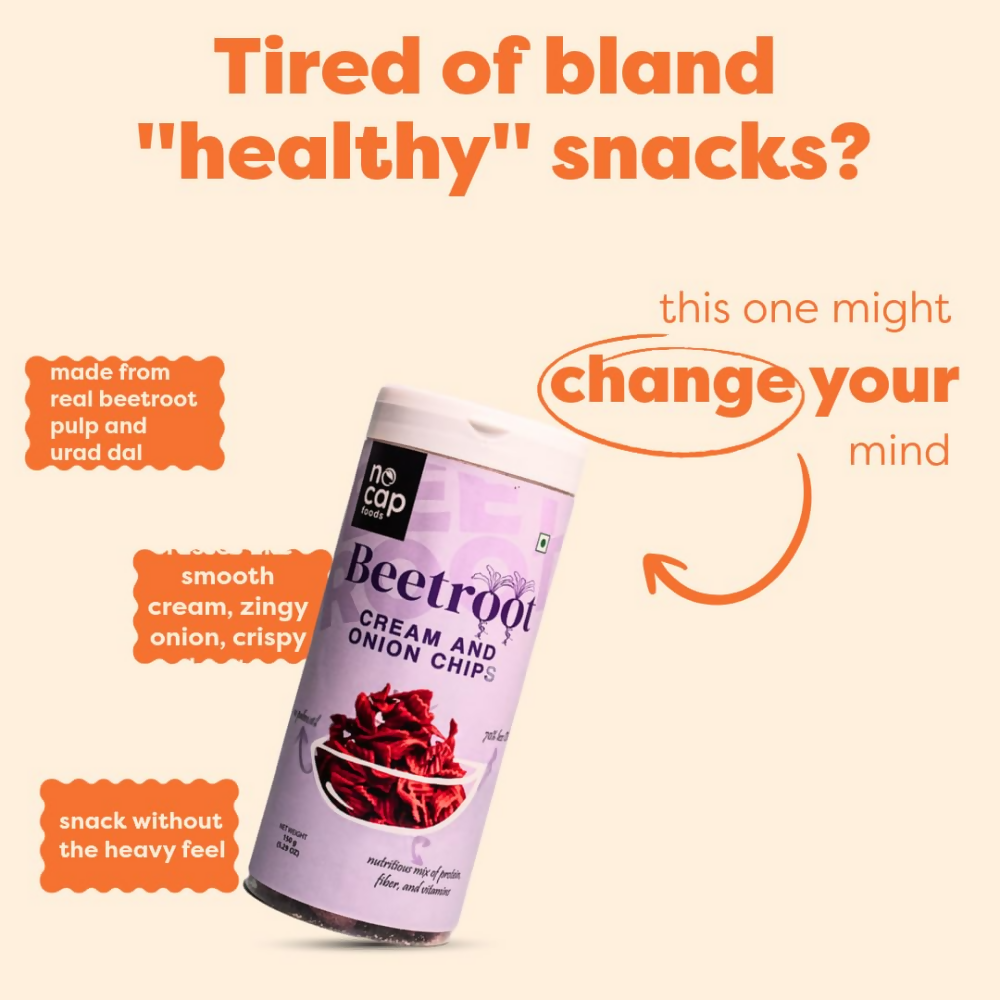 Nocap foods Guilt Free Healthy Chips - Beetroot Cream & Onion,Millet Jalapeno