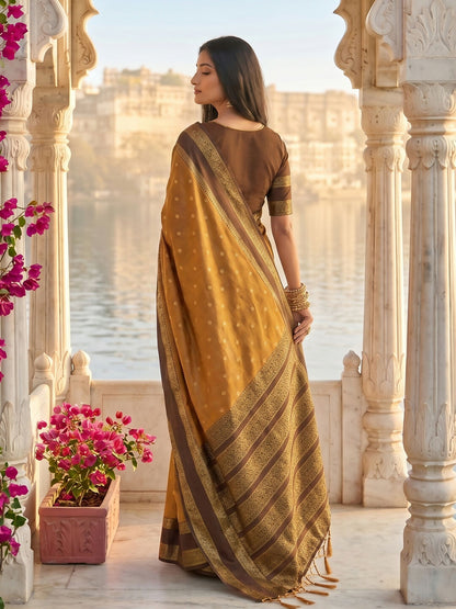 Shree Shyam Fashion Mustard Silk Blend Saree