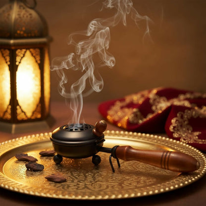 Not Available Handcrafted Metal Dhoop Dani Incense Burner - Black Color