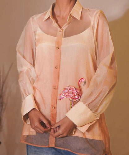 Timaraa Flamingo Whisper Ombre Organza Shirt