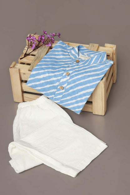 Breathables Kids Cotton Night Suit  Blue Striped Kurta & Pyjama Co-Ord Set For Boys & Girls