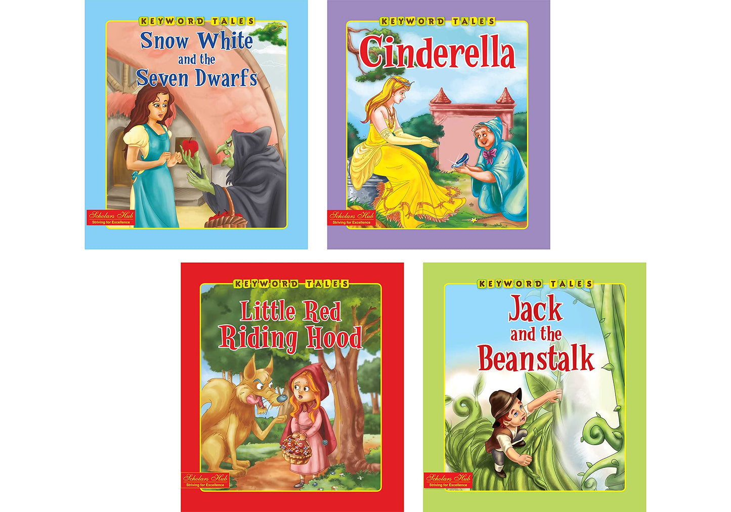 Storybook For Kids: Scholars Hub Keyword Tales Story Book Set-1 (Set Of 4 Story Books) (Illustrated) (For Ages 4+) | 64 Pages | Snow White And The Seven Dwarfs | Cinderella | Little Red Ridding Hood | Jack And The Beanstalk