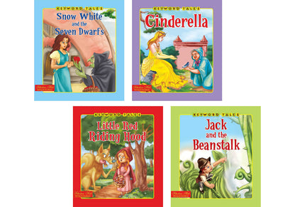 Storybook For Kids: Scholars Hub Keyword Tales Story Book Set-1 (Set Of 4 Story Books) (Illustrated) (For Ages 4+) | 64 Pages | Snow White And The Seven Dwarfs | Cinderella | Little Red Ridding Hood | Jack And The Beanstalk