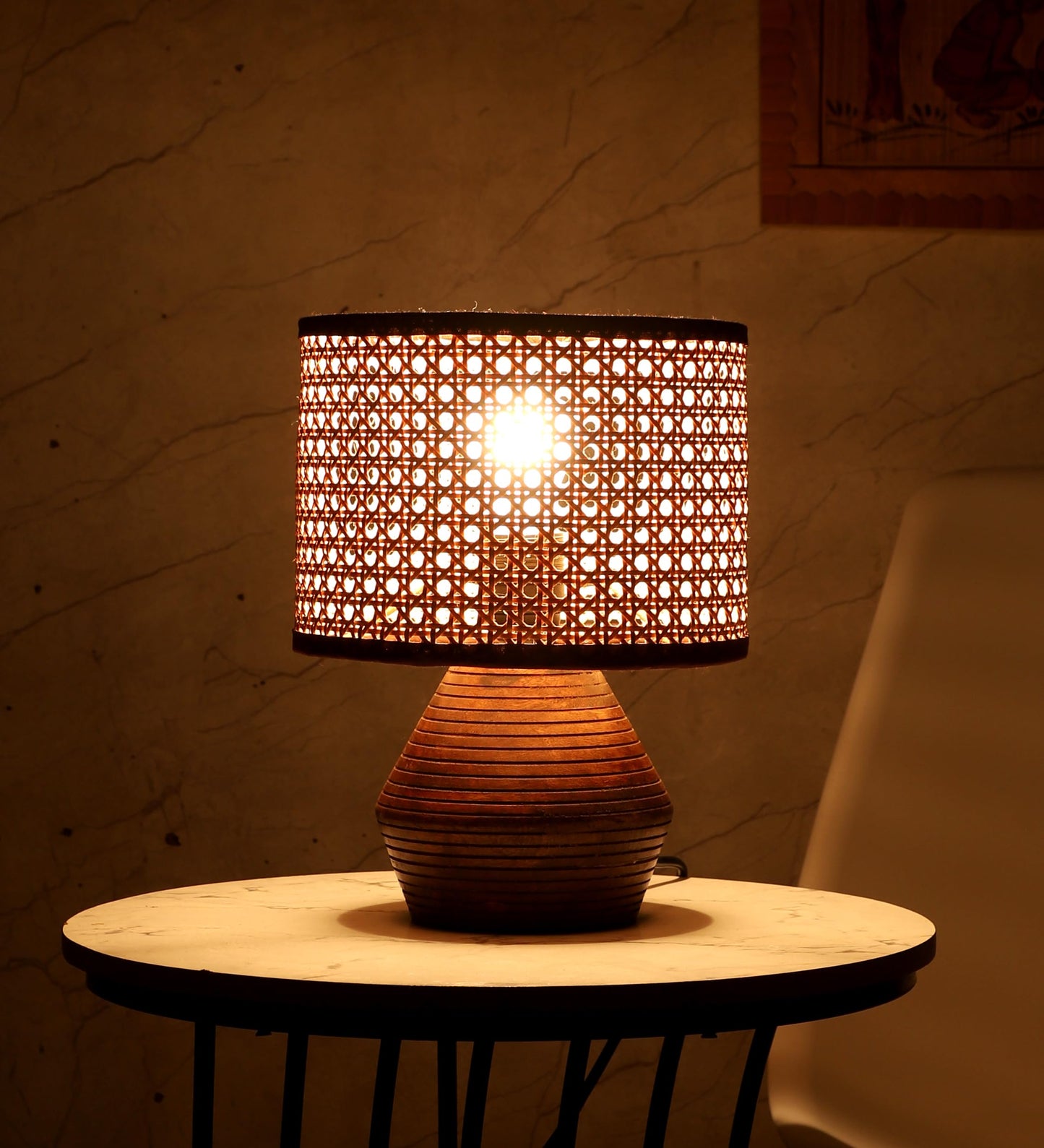Table Lamp Hand-Woven Rattan 20L x 20W x 25H CM Natural Color