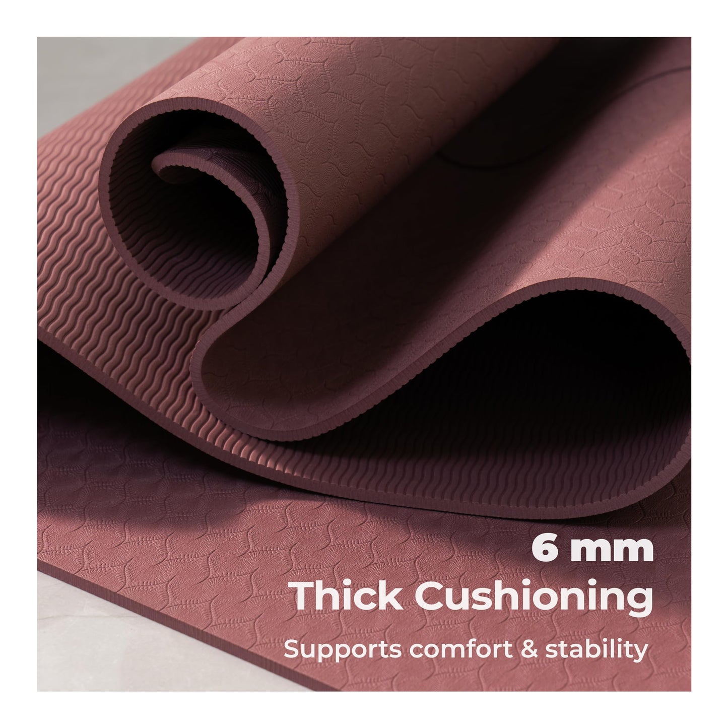 Yoga Mat for Men & Women | 6mm Thick TPE | Lightweight & Portable