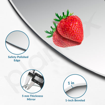 Frameless Oval Mirror with Beveled Edges - Clear Glass - 18x12 Inch (30.5x45.5 cm)