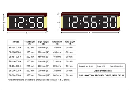 Skylink Jumbo Metal Blue LED Digital Wall Clock 6-Digit 4 Inch