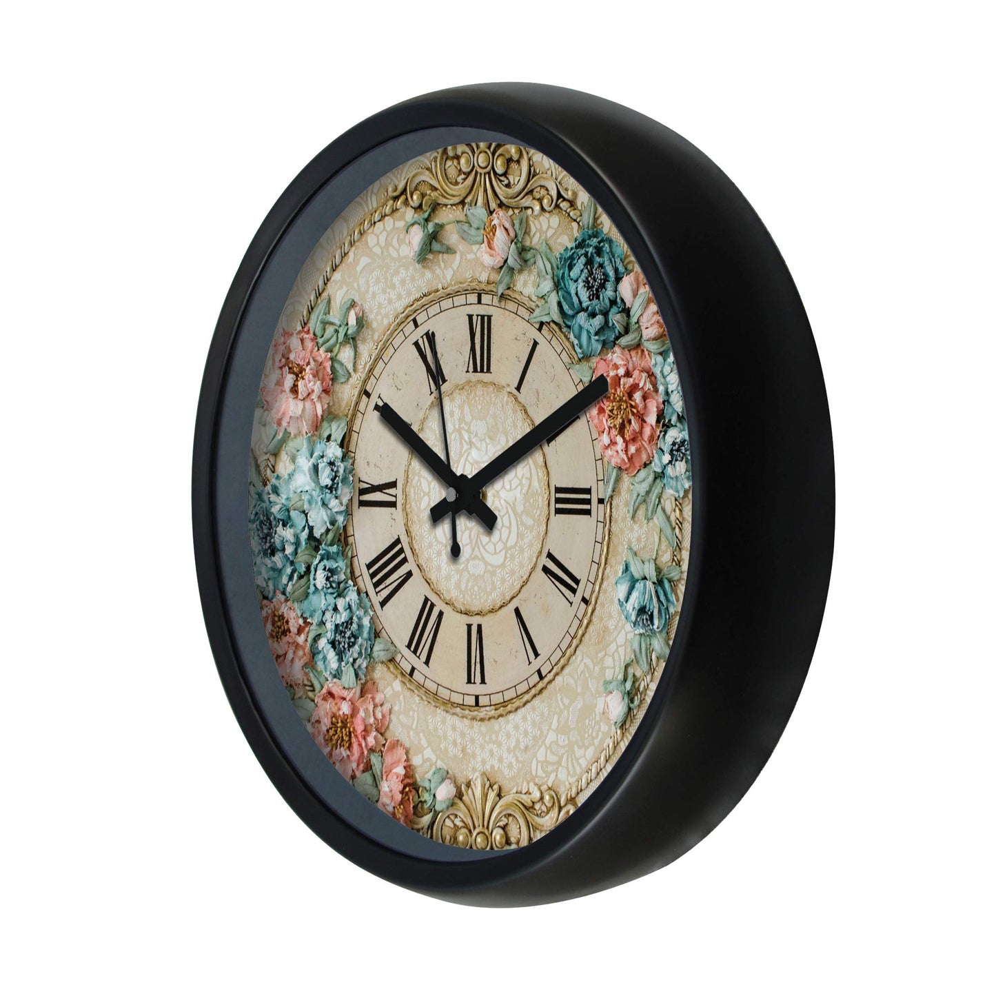 Wall Clock with Silent Movement, 30 cm, Black, MDF and Glass