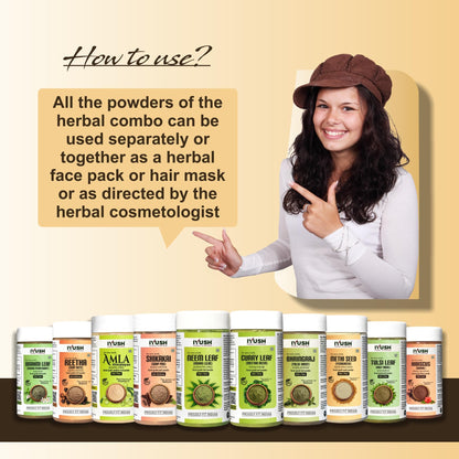 Organic Herbal Hair Pack with Amla, Reetha, Shikakai & More - 10 Pack