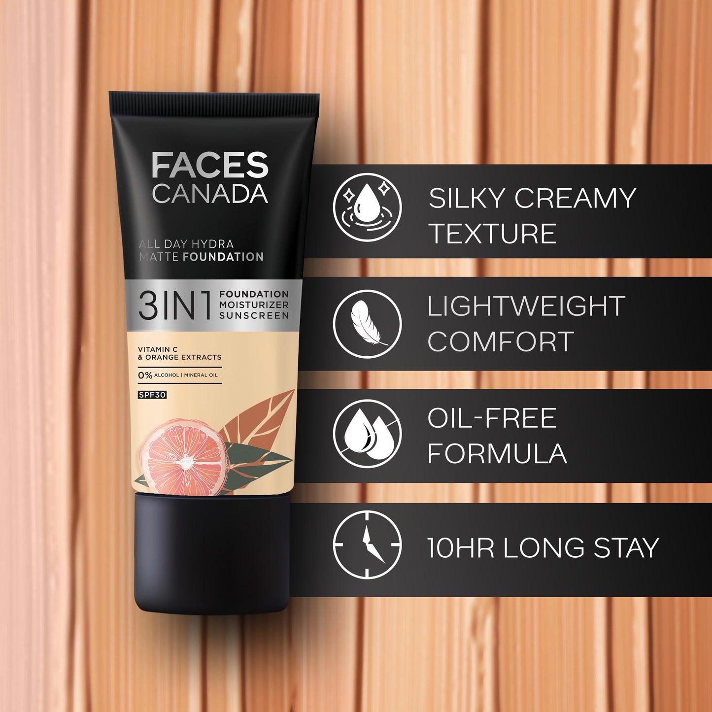 3-in-1 Hydra Matte Foundation SPF 30, Absolute Ivory 012, 25ml