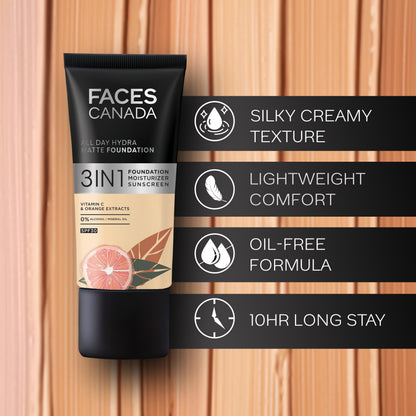 3-in-1 Hydra Matte Foundation SPF 30, Absolute Ivory 012, 25ml