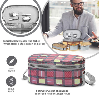 MILTON Corporate Lunch Stainless Steel Containers, Set of 3, (280 ml, 280 ml, 472 ml), Maroon
