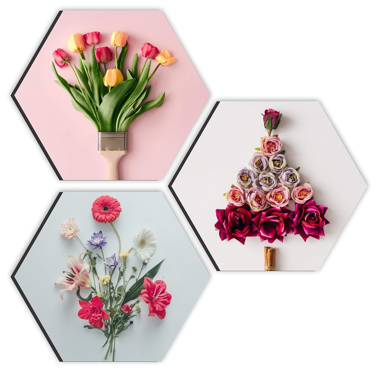 Wall Painting - Multi-Effect UV Textured Floral Design - 17 Inch x 17 Inch - Self-Adhesive MDF Panels
