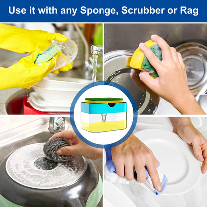 2-in-1 Soap Dispenser with Sponge Holder - 400 ML - Multi-Color
