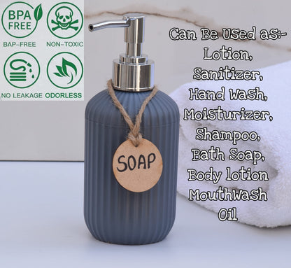 Soap Dispenser - Refillable PVC with Metallic Grey Finish - 300 ML