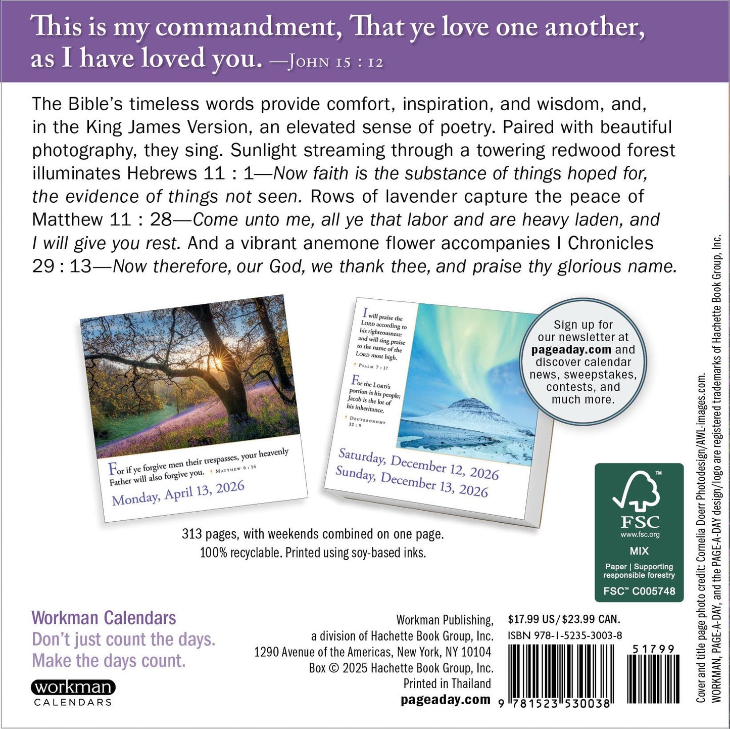 365 Bible Verses-A-Year Page-A-Day® Calendar 2026: Timeless Words from the Bible to Guide, Comfort, and Inspire
