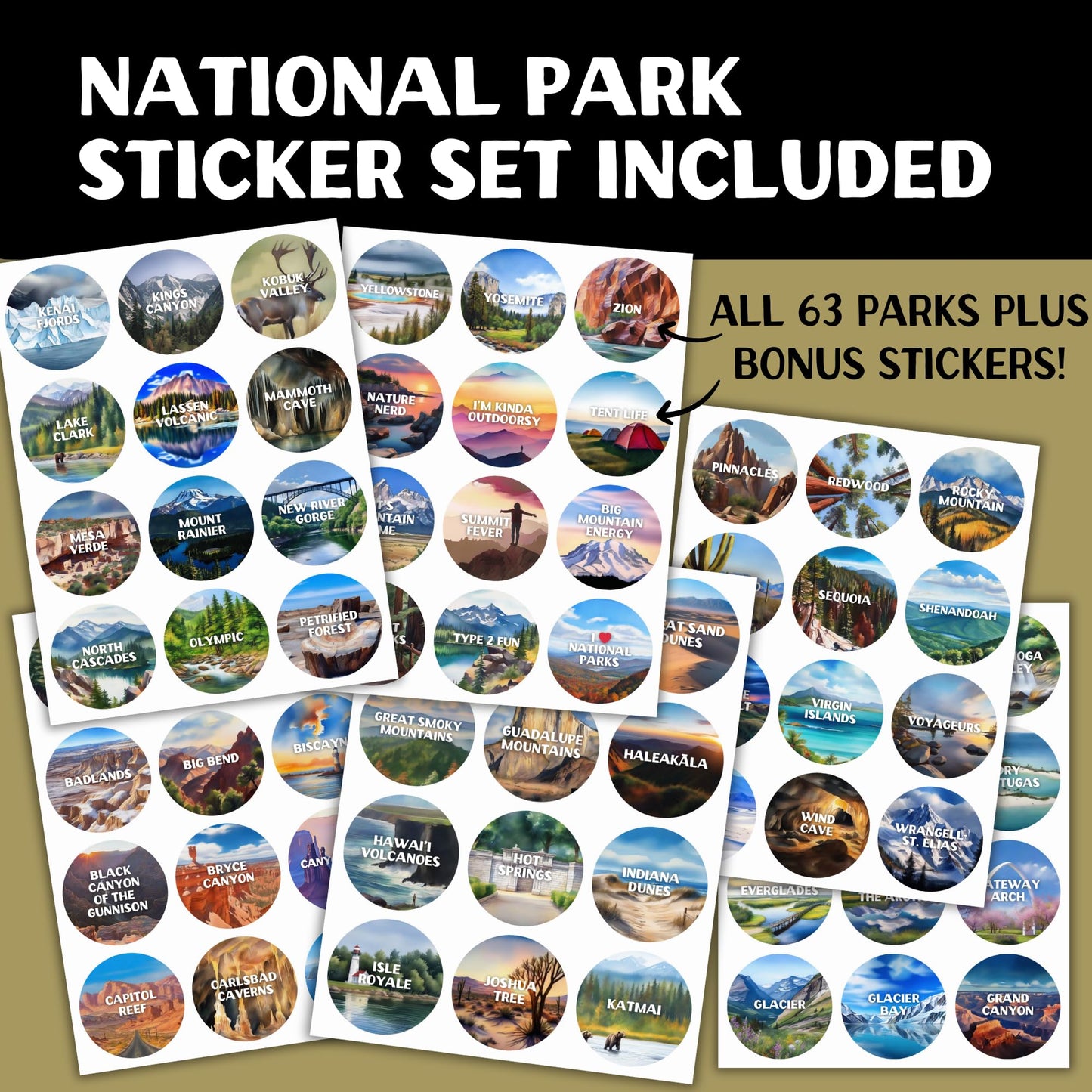 National Parks Stamp Book with Sticker Set: Passport-Sized National Park Book with Passport Stickers, Travel Planner, Map, and Parks Checklist Tracker