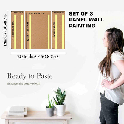 3D Modern Art Canvas Painting Set of 3 - Deer Design - 50.8 cm x 30.48 cm - Framed Wall Art for Home & Office