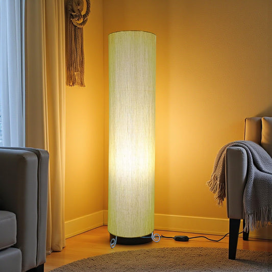 Dimmable Floor Lamp with Cotton Shade - Khadi/Beige - Modern Design for Living Room and Bedroom
