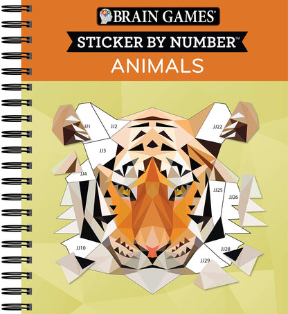 Brain Games - Sticker by Number: Animals - 2 Books in 1 (42 Images to Sticker) 