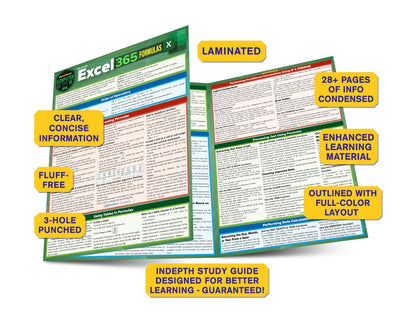 Microsoft Excel 365 Formulas QuickStudy Laminated Reference Guide