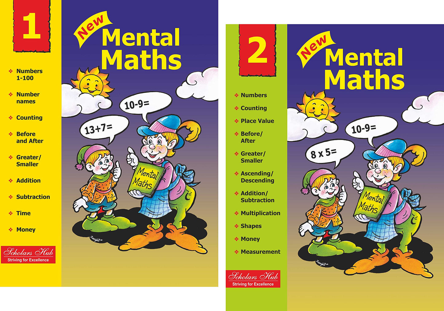 Scholars Hub Mental Maths Workbook -Vol 1, Vol 2 ( Set Of 2 Books) (For Ages 6-8) | Maths Book For Class 1,2 | 88 Pages