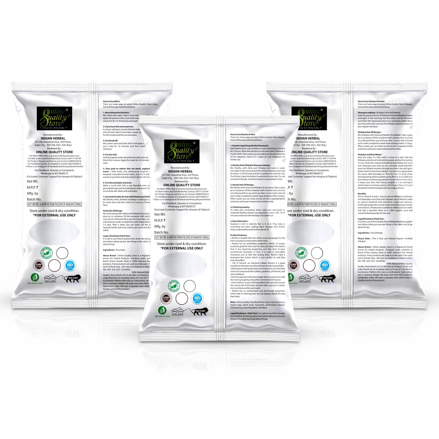 Natural Hair Pack: Reetha, Amla & Shikakai Combo - 300g