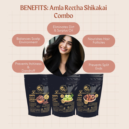 Amla Reetha Shikakai Hair Care Combo - 300g Herbal Pack