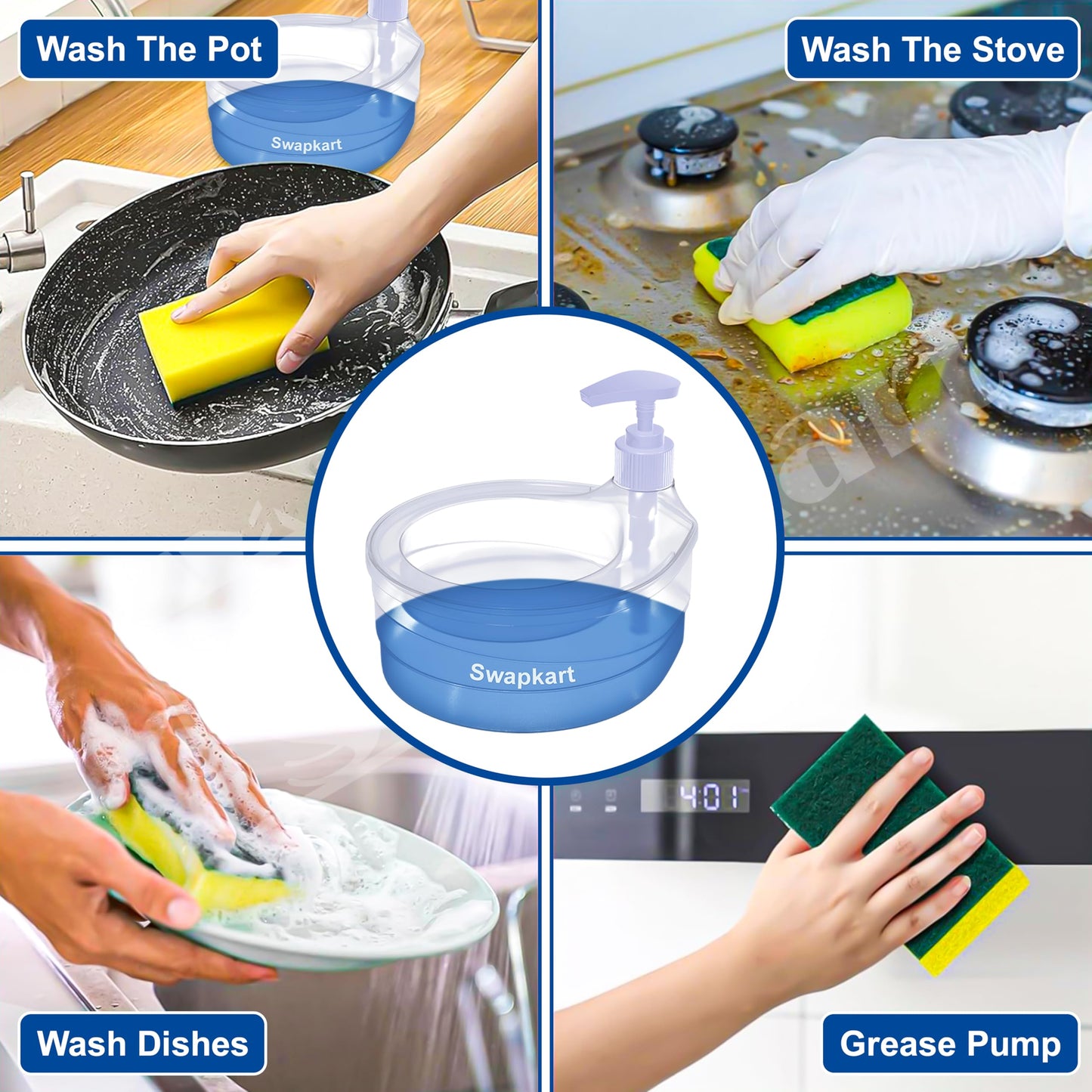 Double Layer Soap Dispenser with Sponge Holder - Plastic - Multi Color