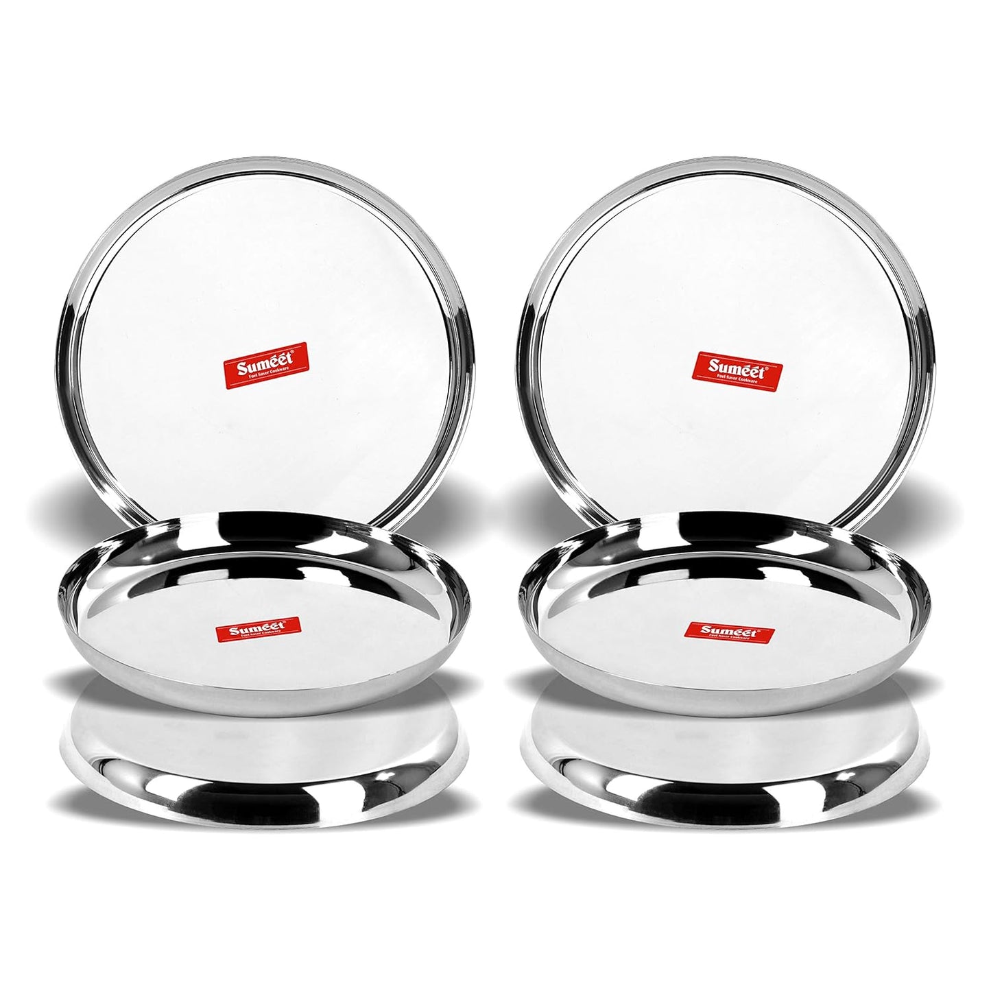 Sumeet Stainless Steel Plates - Set of 6, Silver