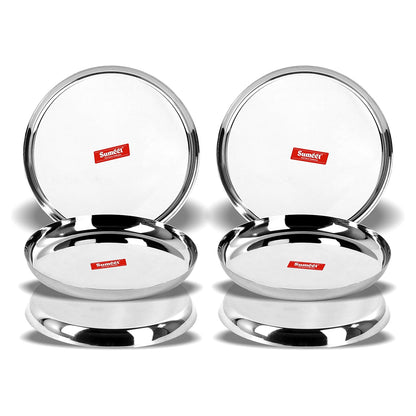 Sumeet Stainless Steel Plates - Set of 6, Silver
