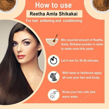 Natural Hair Care Combo: Reetha, Amla & Shikakai Powder 300g