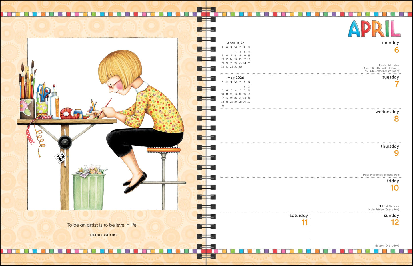 Mary Engelbreit's You Are a Work of Art 2026 Monthly/Weekly Planner Calendar 