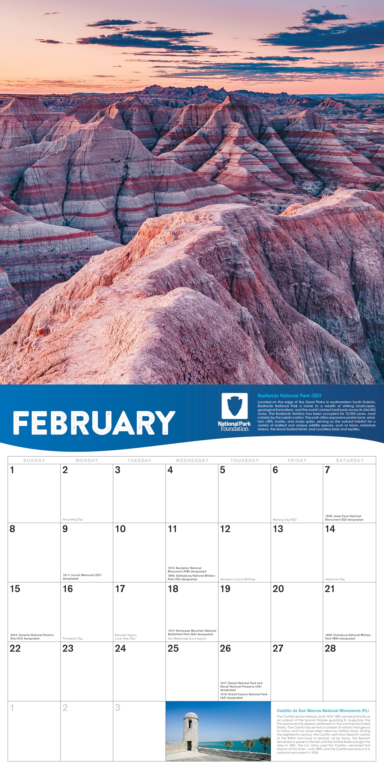 2026 National Park Foundation Wall Calendar 