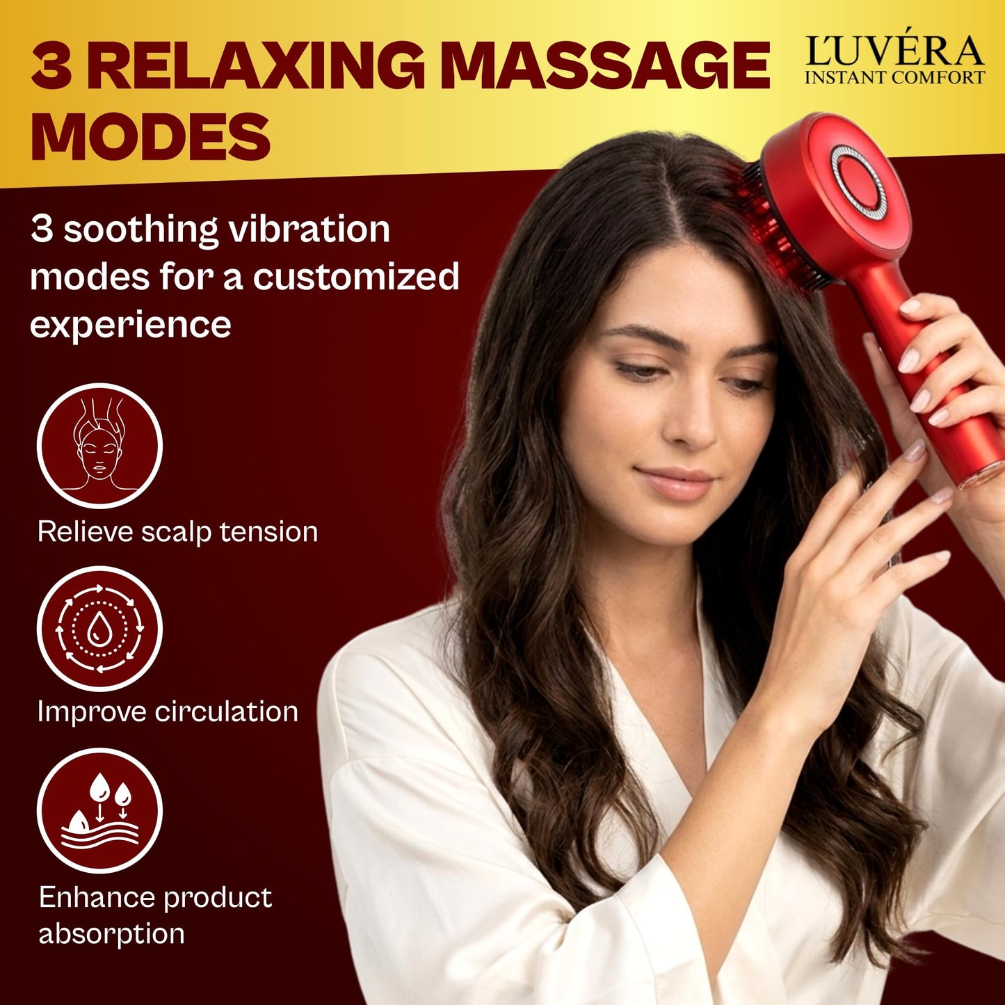 Red Light Therapy Scalp Massager Comb - 660nm Wavelength, USB Rechargeable, Waterproof, Multicolor