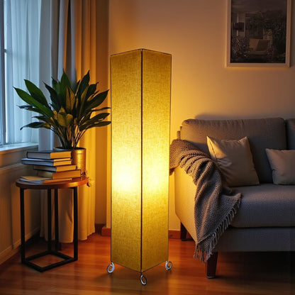 Dimmable Corner Floor Lamp with Cotton Fabric Shade and Metal Base - Yellow
