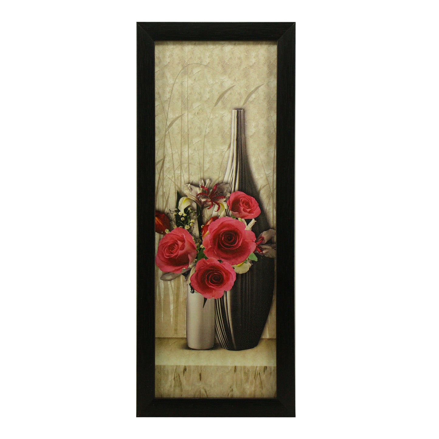 Floral Canvas Paintings Set of 3 - Multicolour - 5.2 x 12.5 Inch, 9.5 x 12.5 Inch - Lightweight