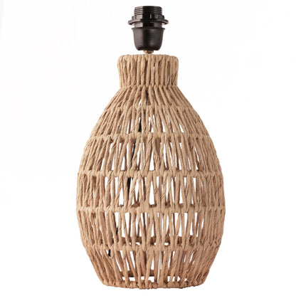 Table Lamp Modern Rustic Blend Paper Rope Base Light Beige Fabric Shade