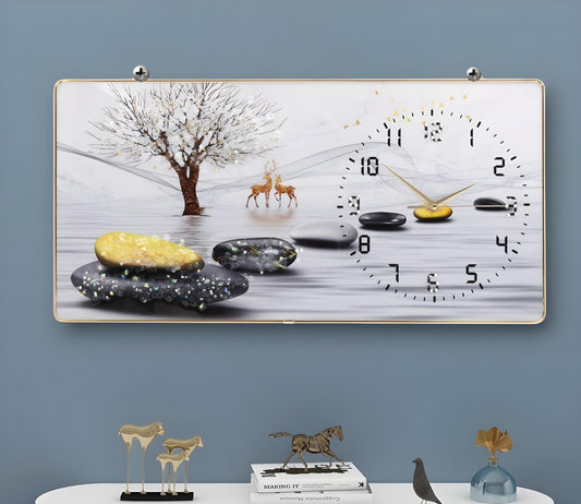Silent Quartz Wall Clock with Crystal Frame 30x60cm - Modern Decorative Design
