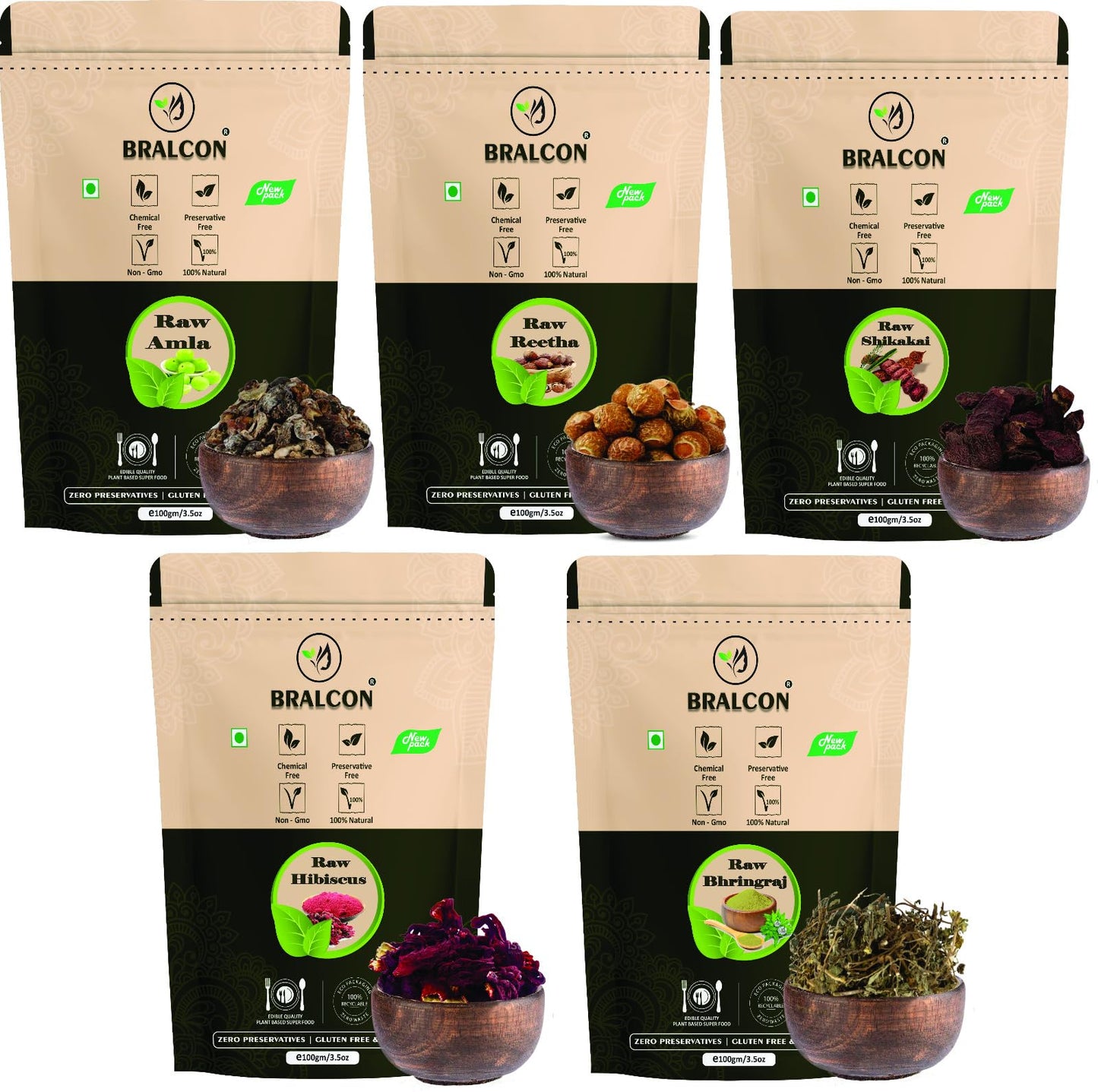 Organic Hair Care Combo: Reetha, Amla, Shikakai & Hibiscus - 500g