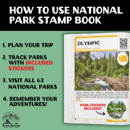 National Parks Stamp Book with Sticker Set: Passport-Sized National Park Book with Passport Stickers, Travel Planner, Map, and Parks Checklist Tracker