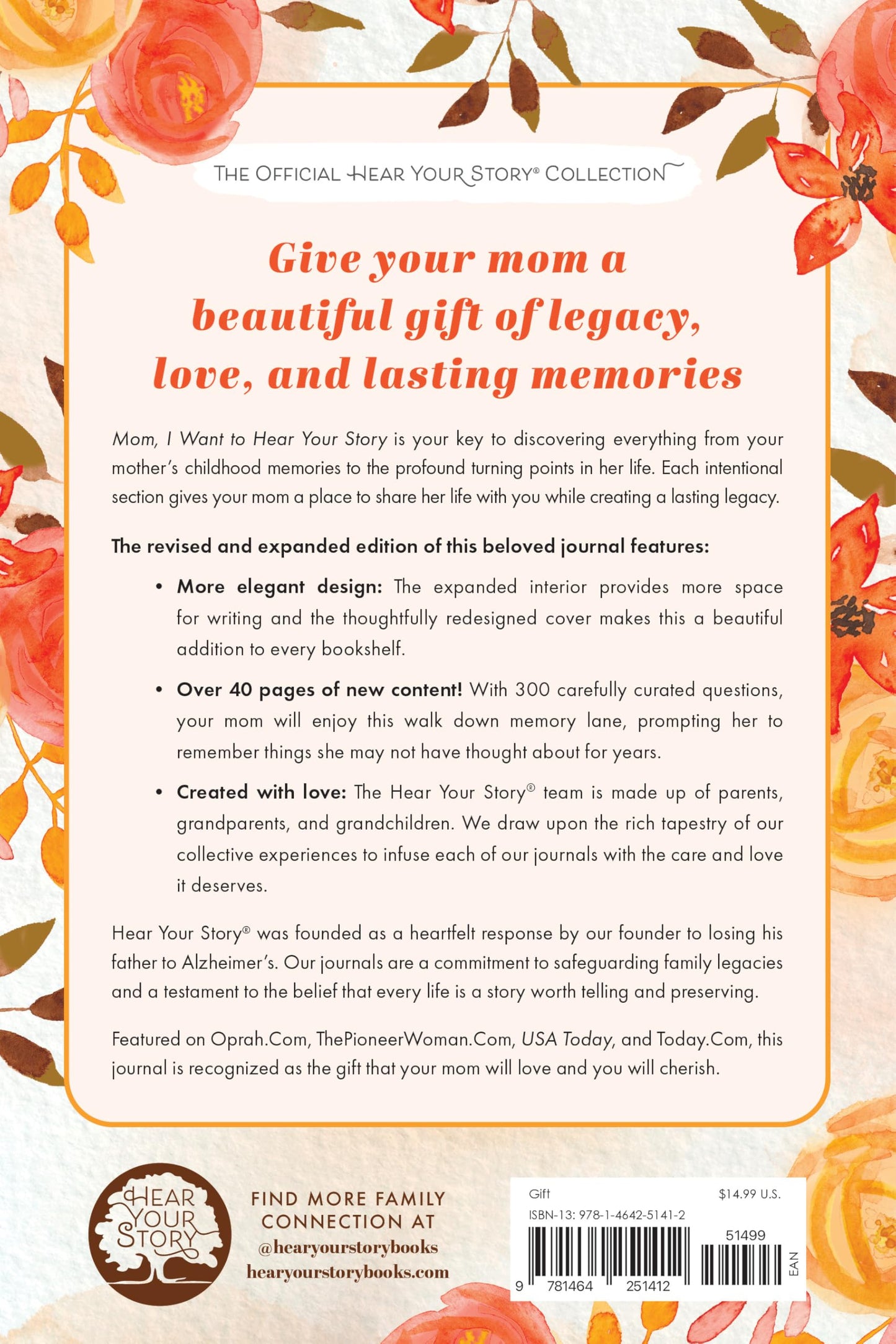 Mom, I Want to Hear Your Story (Expanded Edition): A Mother's Guided Journal to Share Her Life & Her Love (Hear Your Story Books) 