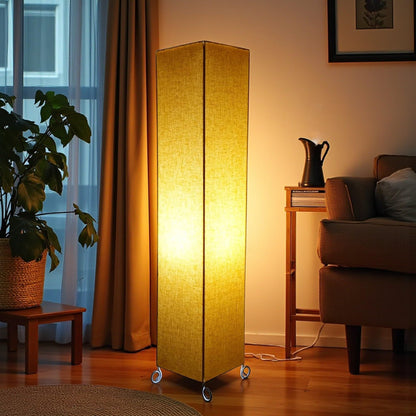 Dimmable Corner Floor Lamp with Cotton Fabric Shade and Metal Base - Yellow